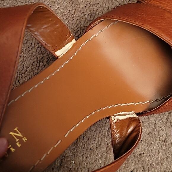 RALPH LAUREN Brown Open Toe Strappy Platform Wedges Size 8.5 - Picture 11 of 12